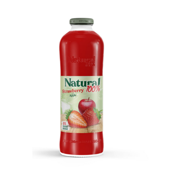 NATURAL APPLE STRAWBERRY JUICE 100% 750ML