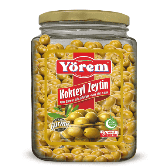 YÖREM GREEN OLIVES COCTAIL IN GLASS 900G