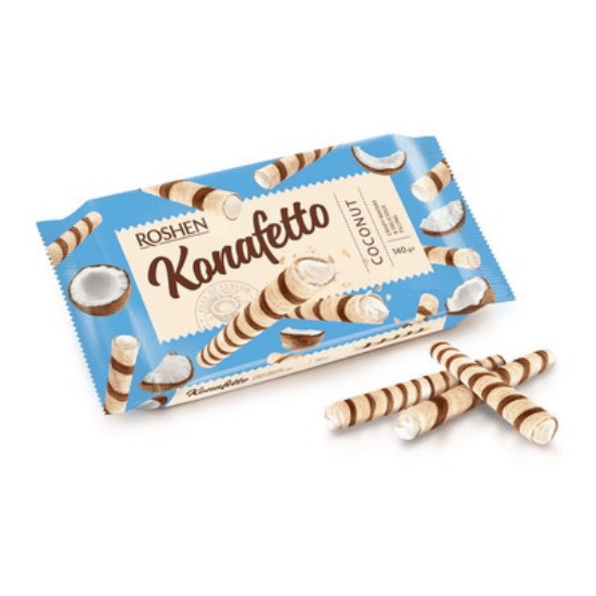 ROSHEN KONAFETTO WAFER ROLLS COCONUT 140G