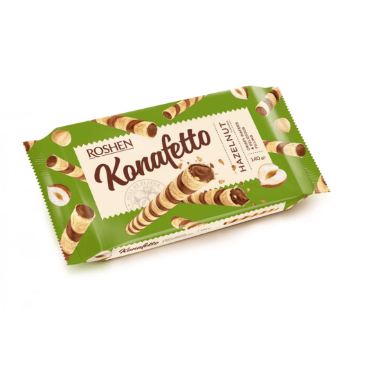ROSHEN KONAFETTO WAFER ROLLS HAZELNUT 140G
