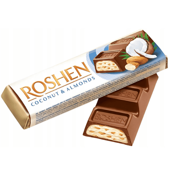 ROSHEN MILK CHOCOLATE ALMOND COCONUT BAR 38G