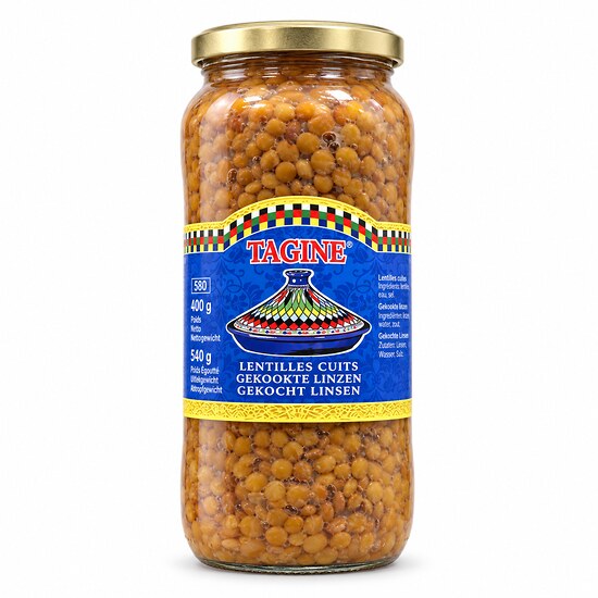 TAGINE COOKED LENTILS IN GLASS 540G