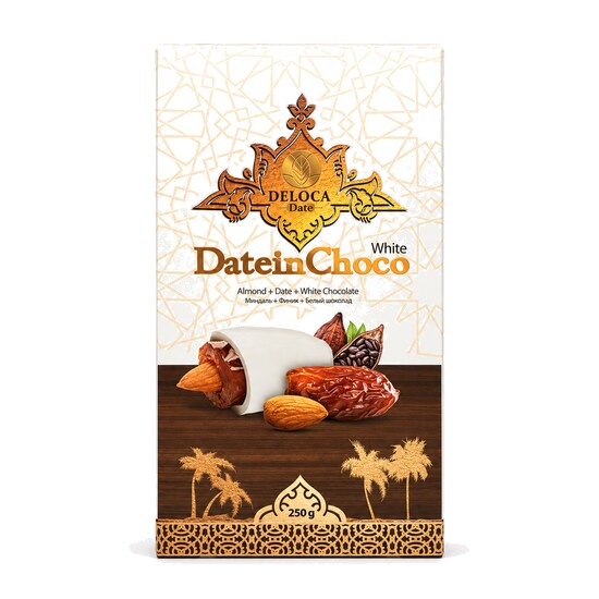 DELOCA DATE ALMOND WHITE CHOCOLATE 250G