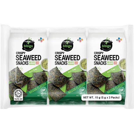 BIBIGO SEAWEED SNACK CRISPY WASABI 15G