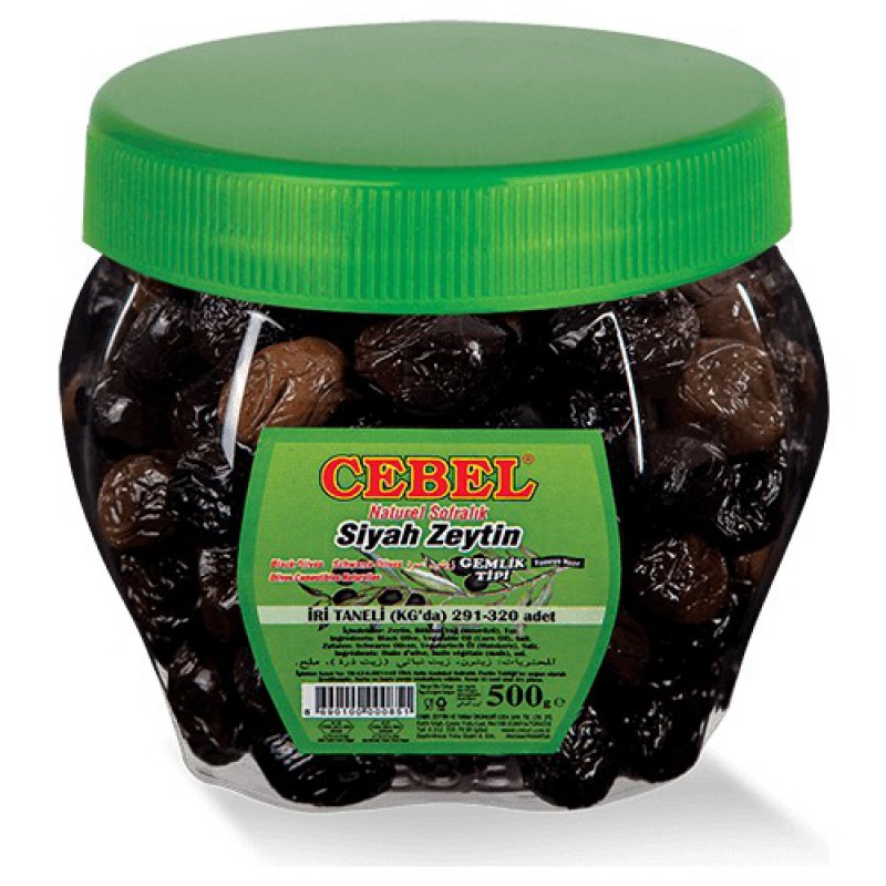 CEBEL COARSE BLACK OLIVES BOTTLE 500G